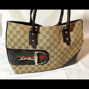 Gucci Signature GG Canvas Horsebit Hasler Tote